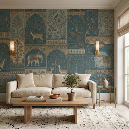 Indian Inspired Wallpaper Mughal Garden Toile Removable Wall Decor