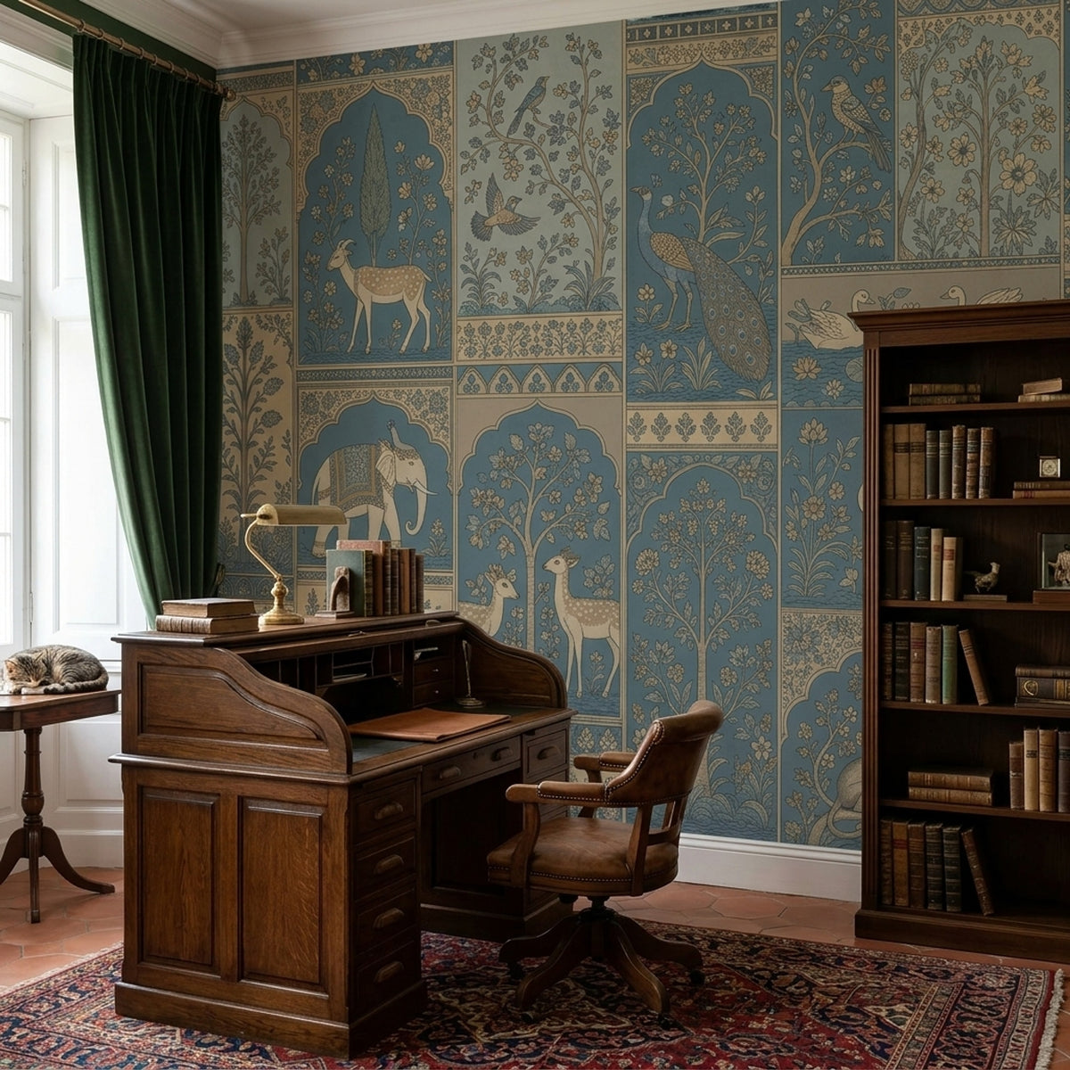 Indian Inspired Wallpaper Mughal Garden Toile Removable Wall Decor