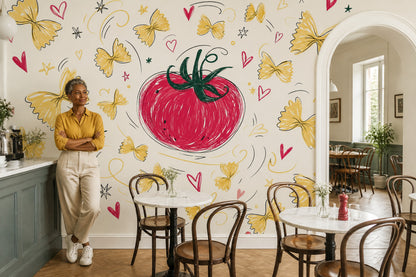 Farfalle Wallpaper Tomato Italian Wall Mural