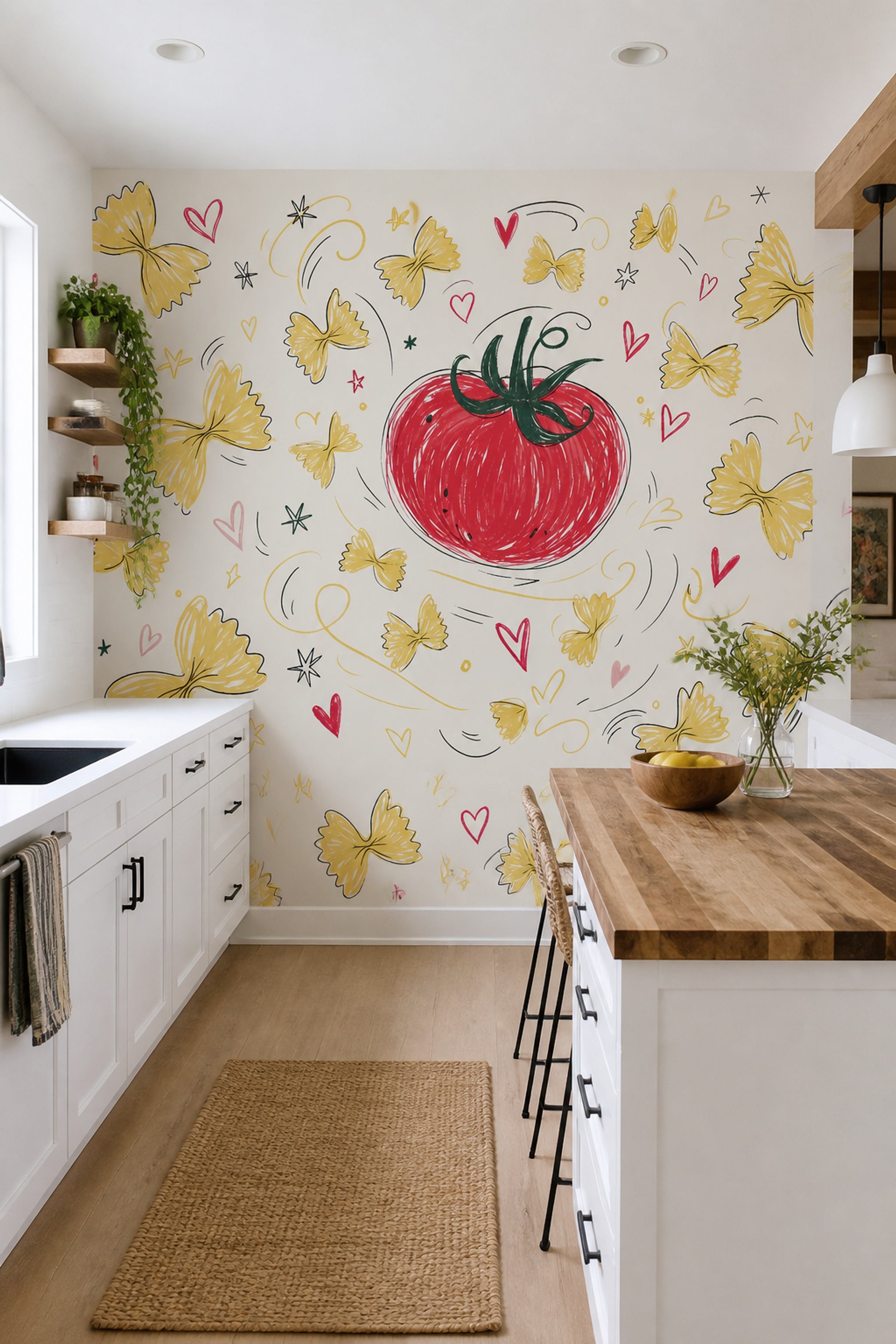 Farfalle Wallpaper Tomato Italian Wall Mural