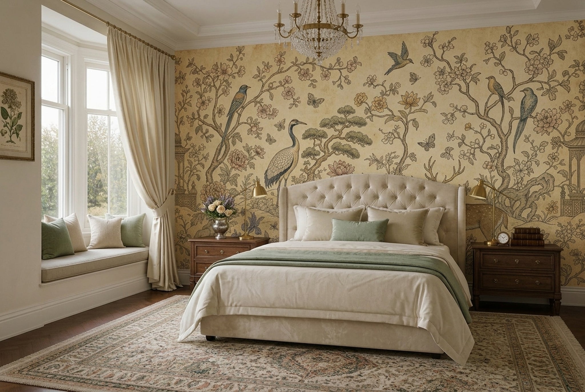 Chinoiserie Wallpaper Toile Floral Wall Mural