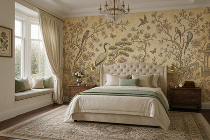 Chinoiserie Wallpaper Toile Floral Wall Mural