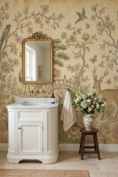 Chinoiserie Wallpaper Toile Floral Wall Mural