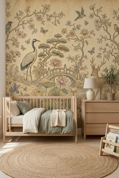 Chinoiserie Wallpaper Toile Floral Wall Mural