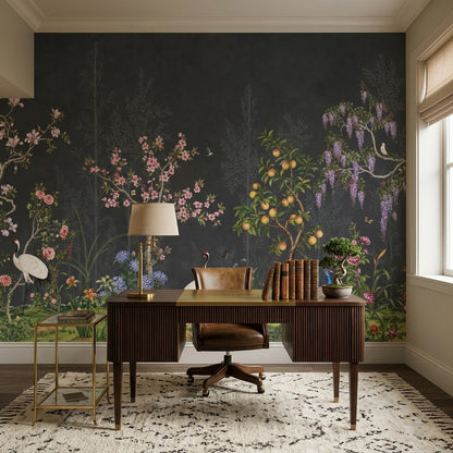 Chinoiserie Wallpaper Floral Garden Removable Traditional Landscape Wall Decor