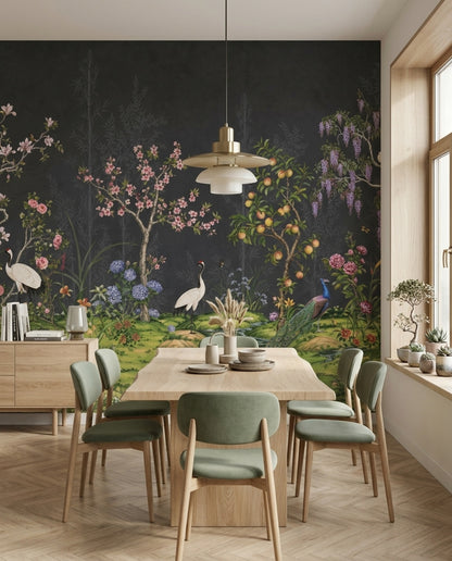 Chinoiserie Wallpaper Floral Garden Removable Traditional Landscape Wall Decor