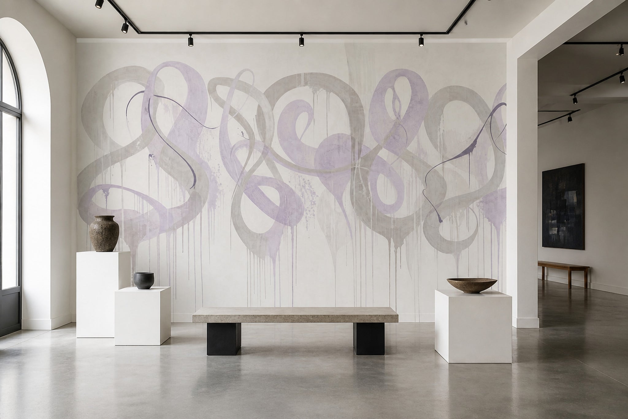 Abstract Wallpaper Ribbon Loops Removable Brushstroke Wall Decor