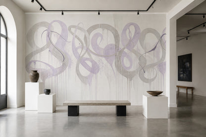 Abstract Wallpaper Ribbon Loops Removable Brushstroke Wall Decor