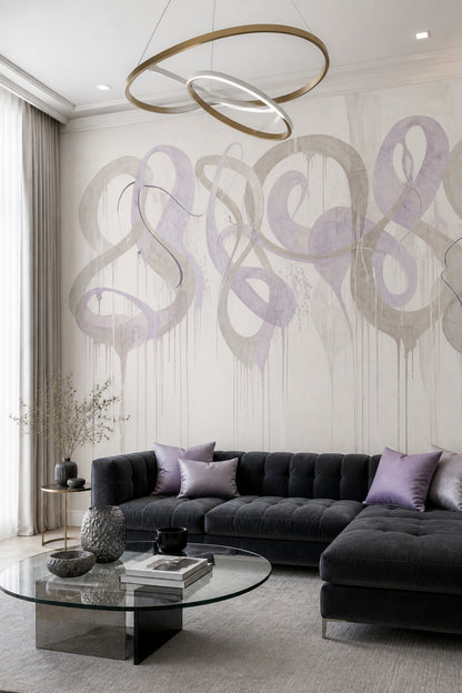 Abstract Wallpaper Ribbon Loops Removable Brushstroke Wall Decor