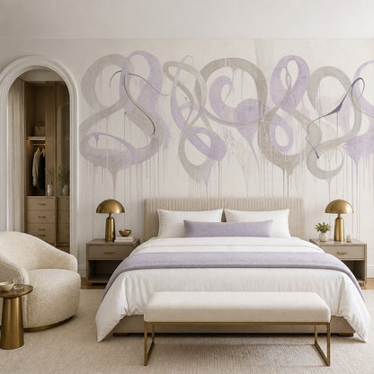 Abstract Wallpaper Ribbon Loops Removable Brushstroke Wall Decor
