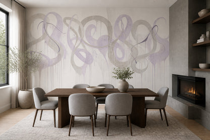 Abstract Wallpaper Ribbon Loops Removable Brushstroke Wall Decor