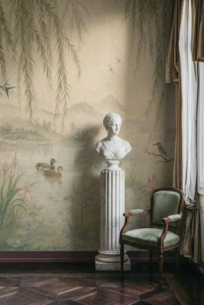 Willow Wallpaper Pond Lotus Wall Mural