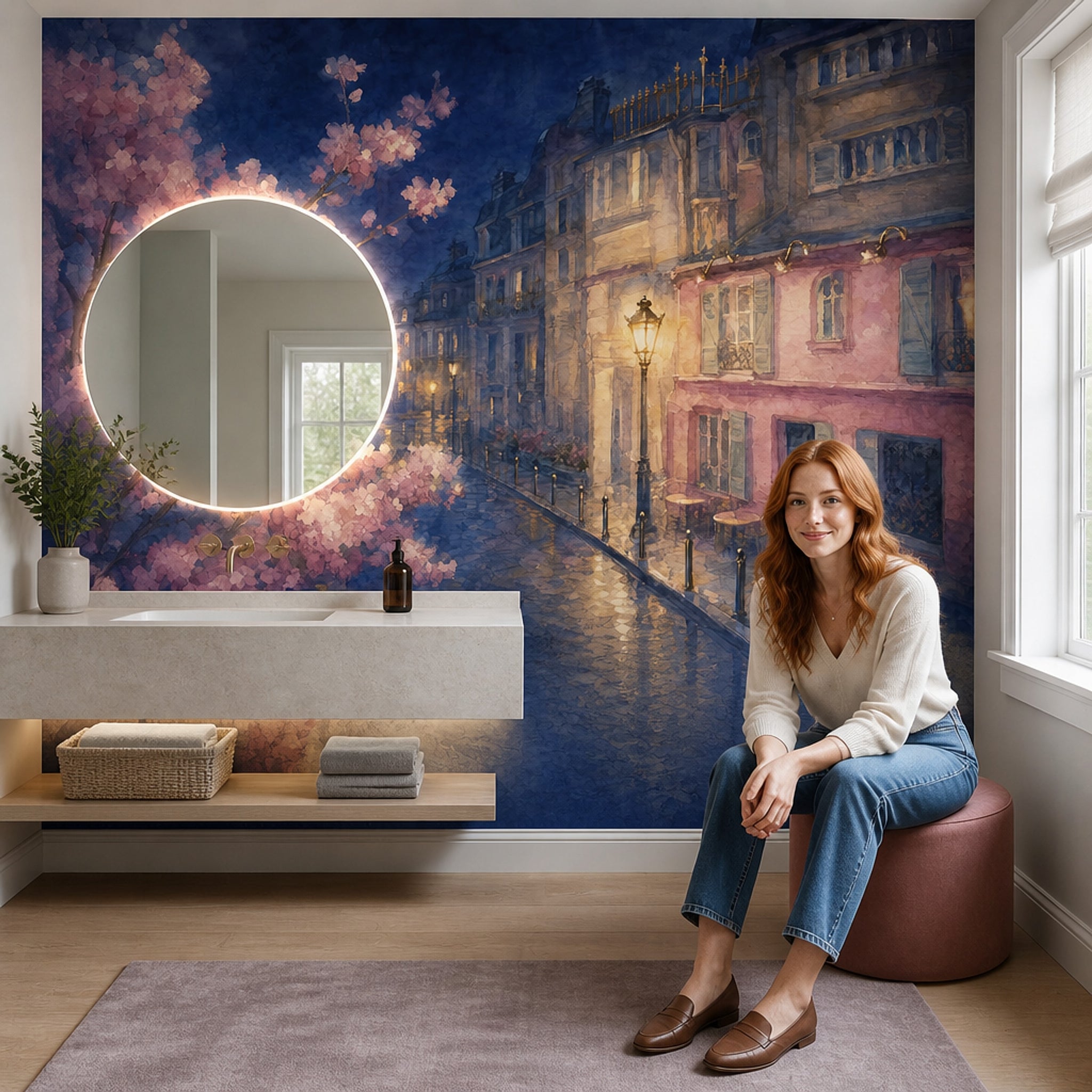 Pink Cherry Wallpaper Cherry Blossom Paris Removable Wall Decor