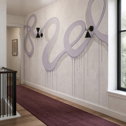 Abstract Wallpaper Lavender Ribbon Removable Paint Drips Wall Decor