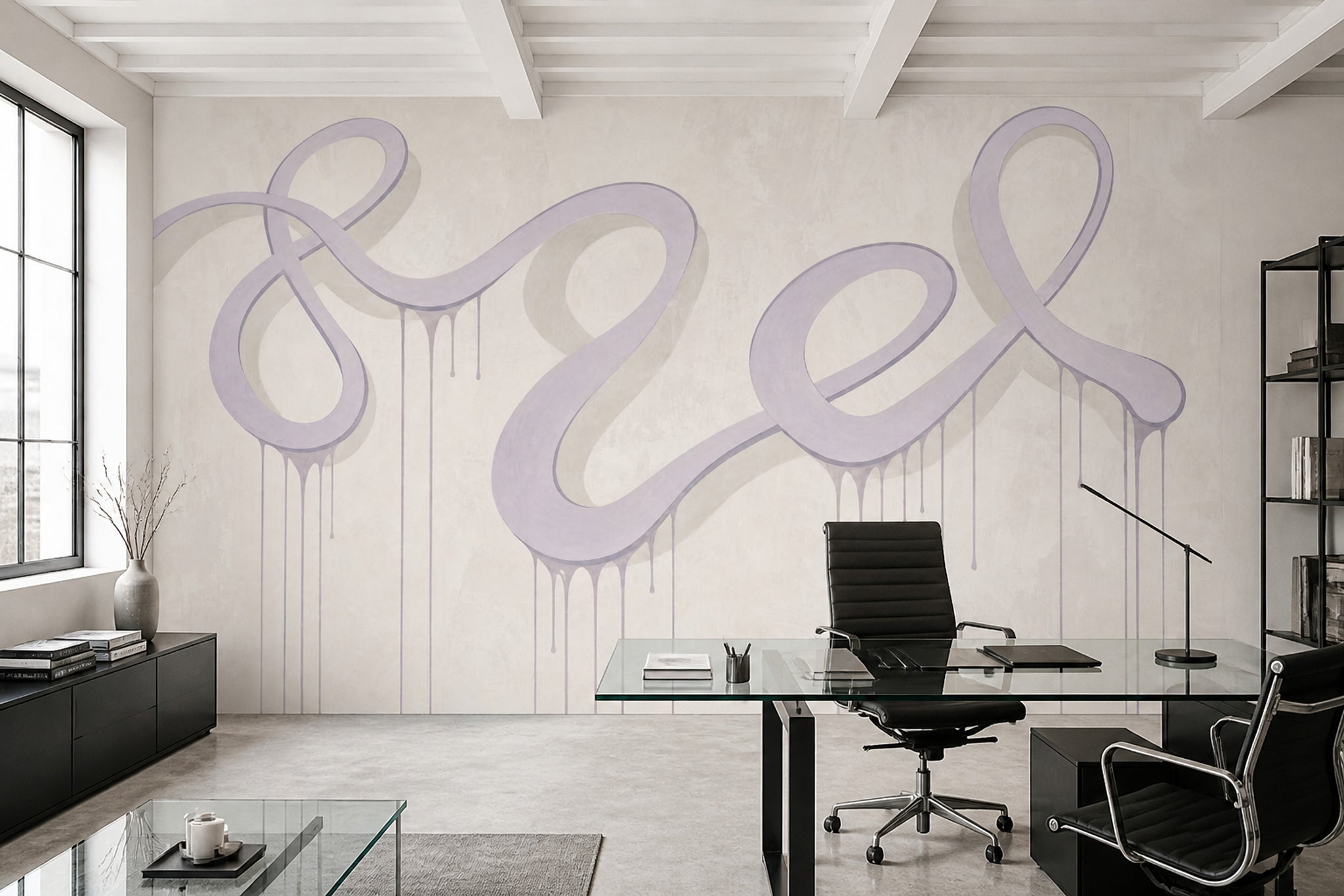 Abstract Wallpaper Lavender Ribbon Removable Paint Drips Wall Decor