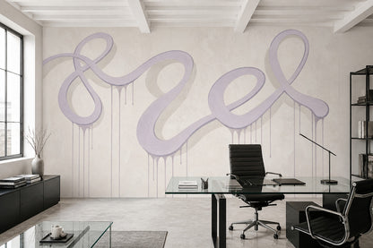 Abstract Wallpaper Lavender Ribbon Removable Paint Drips Wall Decor
