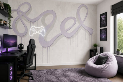 Abstract Wallpaper Lavender Ribbon Removable Paint Drips Wall Decor