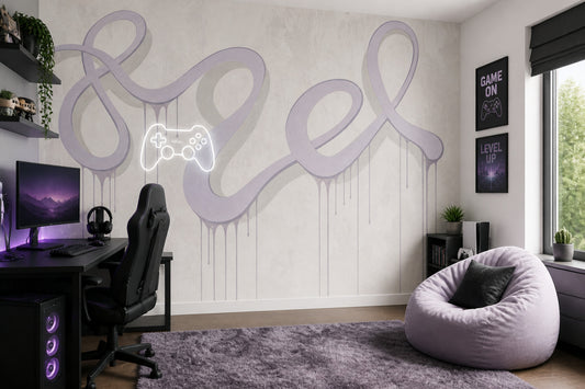 Abstract Wallpaper Lavender Ribbon Removable Paint Drips Wall Decor