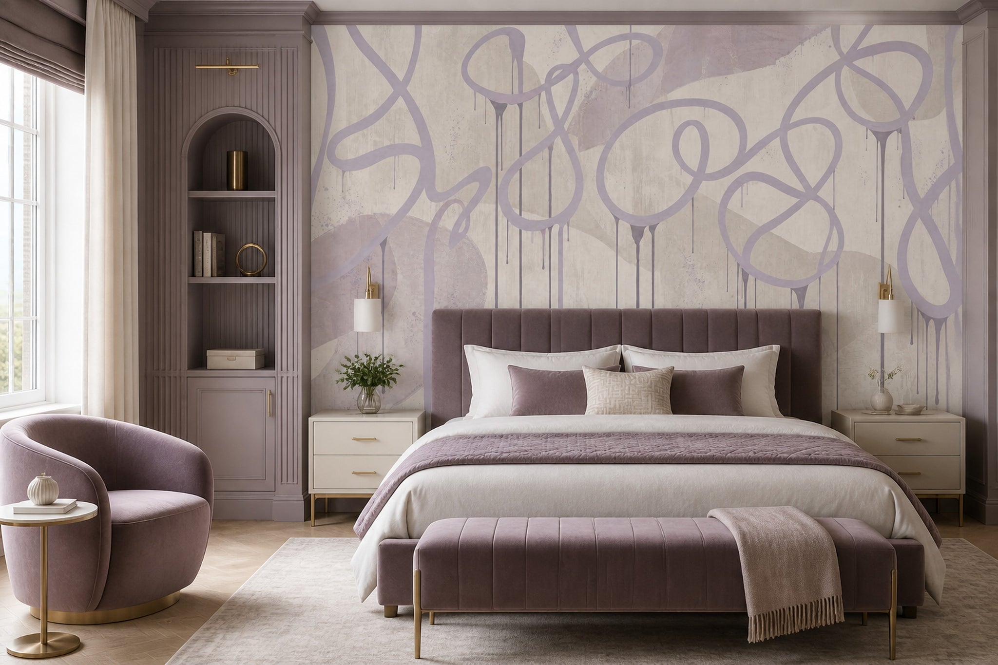 Paint Drips Wallpaper Looping Lines Textured Background Removable Wall Decor