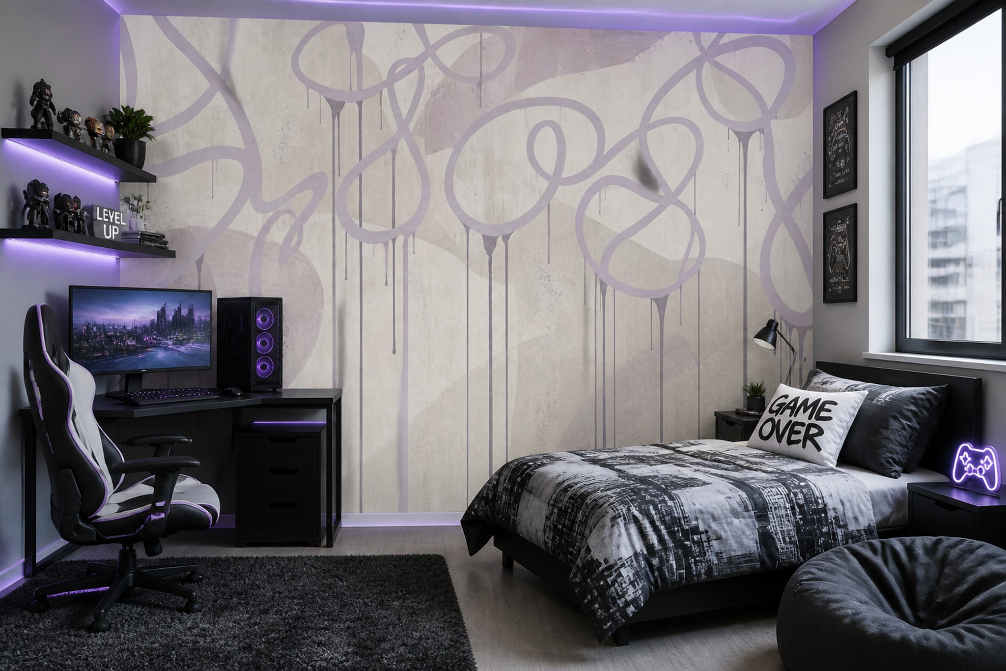 Paint Drips Wallpaper Looping Lines Textured Background Removable Wall Decor