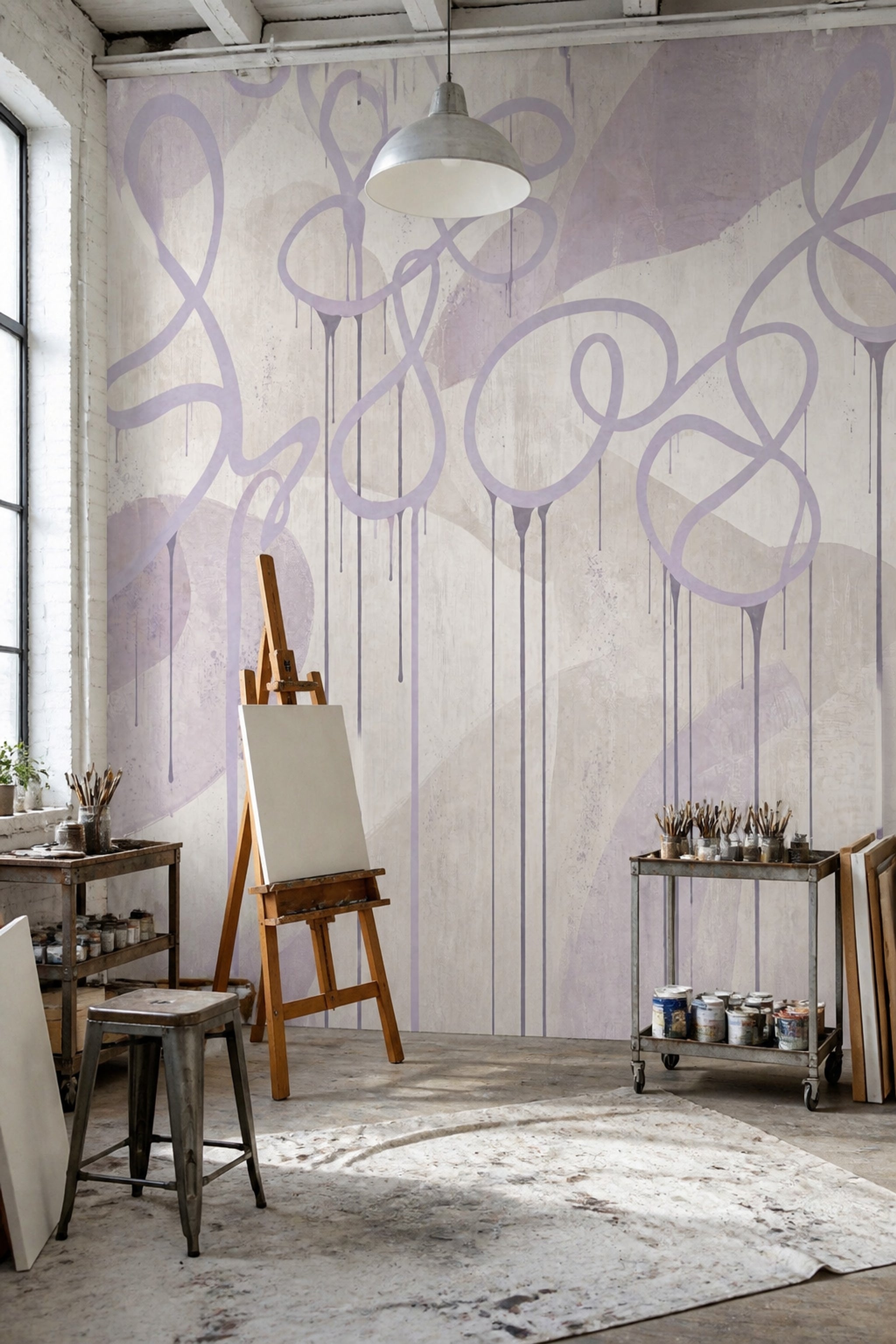 Paint Drips Wallpaper Looping Lines Textured Background Removable Wall Decor