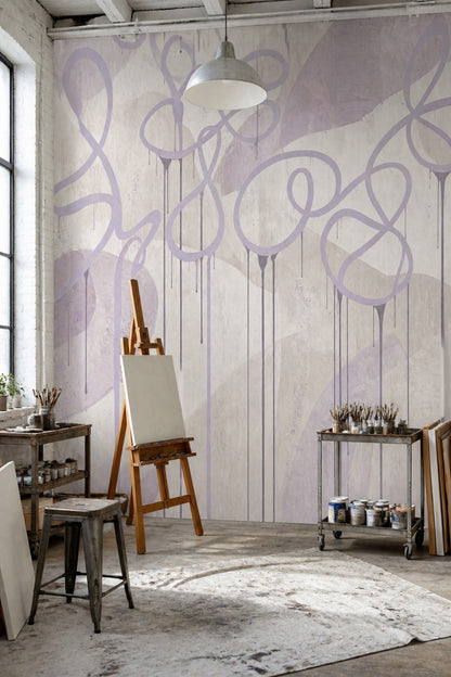 Paint Drips Wallpaper Looping Lines Textured Background Removable Wall Decor