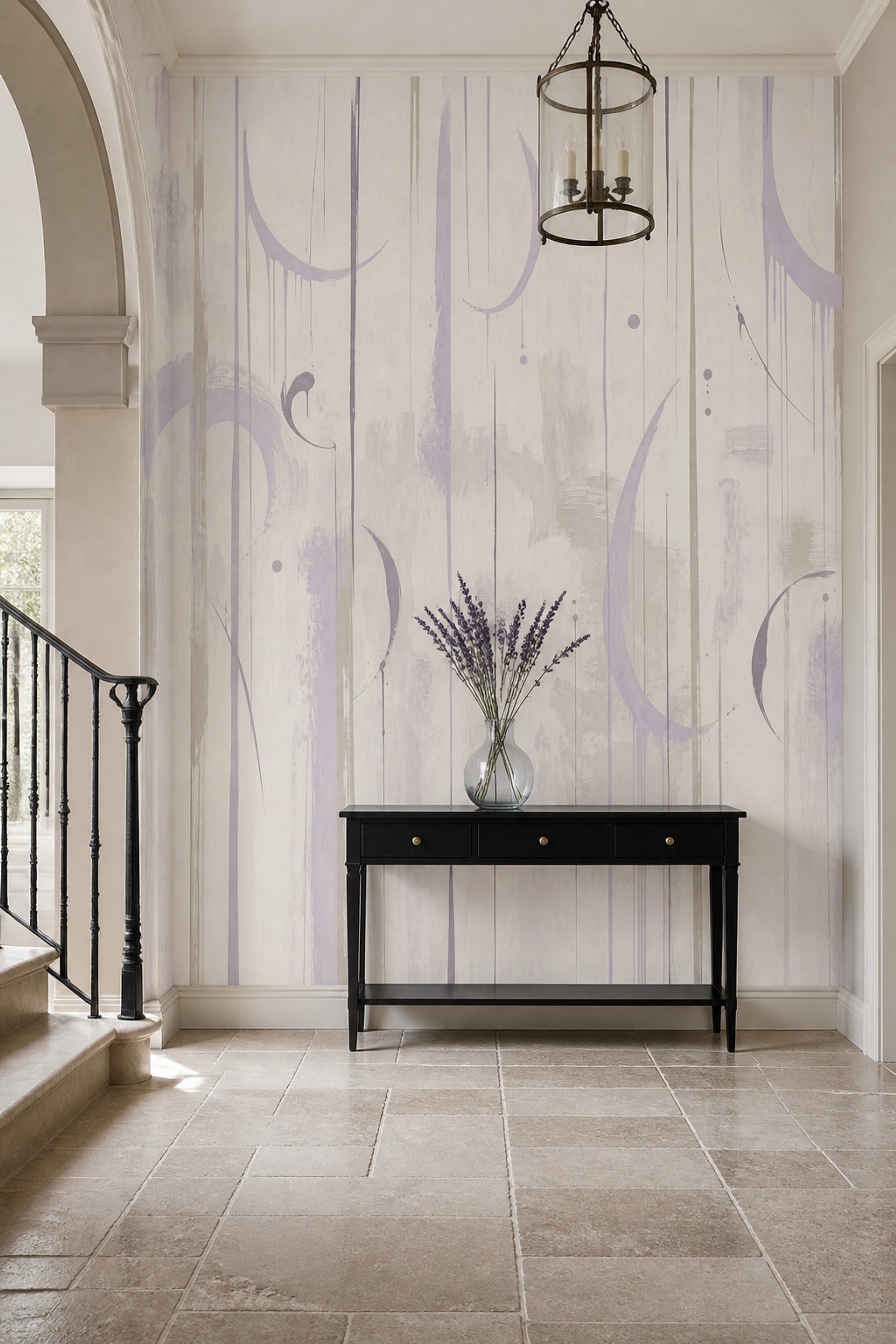 Abstract Wallpaper Brushstrokes Vertical Lines Wall Mural