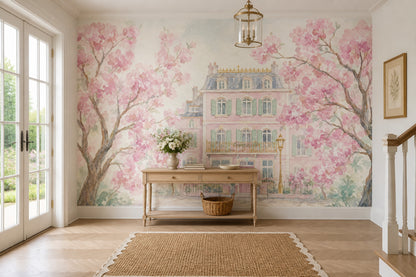 Muted Green Wallpaper Spring Watercolor Removable Wall Decor