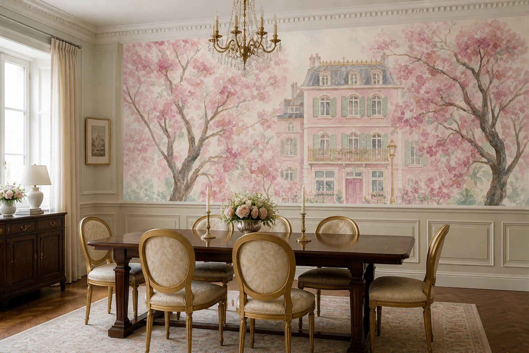 Muted Green Wallpaper Spring Watercolor Removable Wall Decor