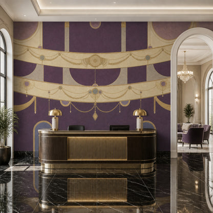 Purple Background Wallpaper Textured Removable Ornate Wall Decor