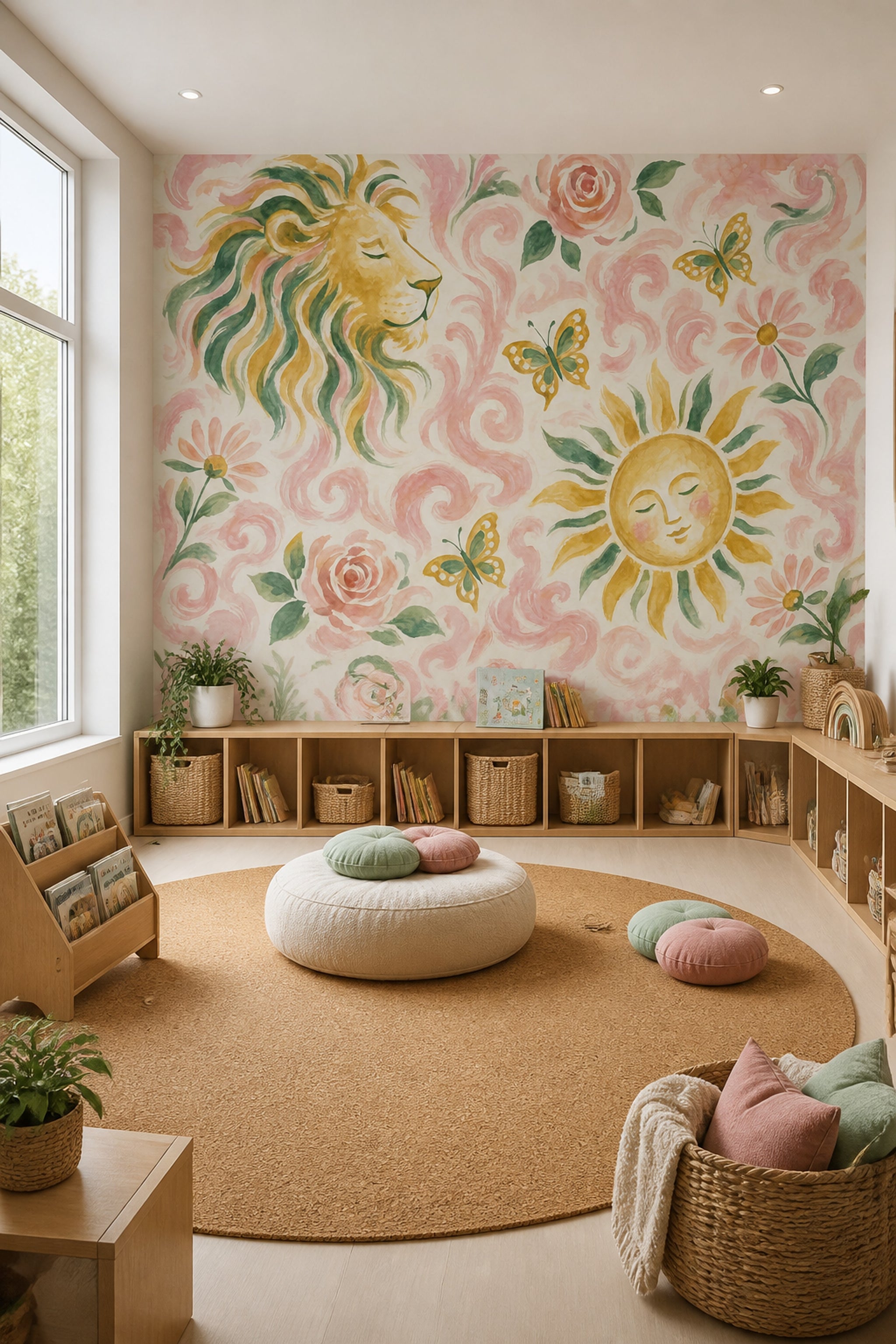Muted Green Wallpaper Botanical Floral Wall Mural