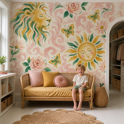 Muted Green Wallpaper Botanical Floral Wall Mural