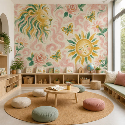 Muted Green Wallpaper Botanical Floral Wall Mural