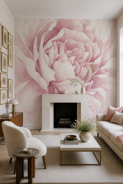 Watercolor Texture Wallpaper Blush Pink Floral Wall Mural