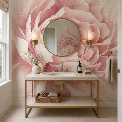 Watercolor Texture Wallpaper Blush Pink Floral Wall Mural
