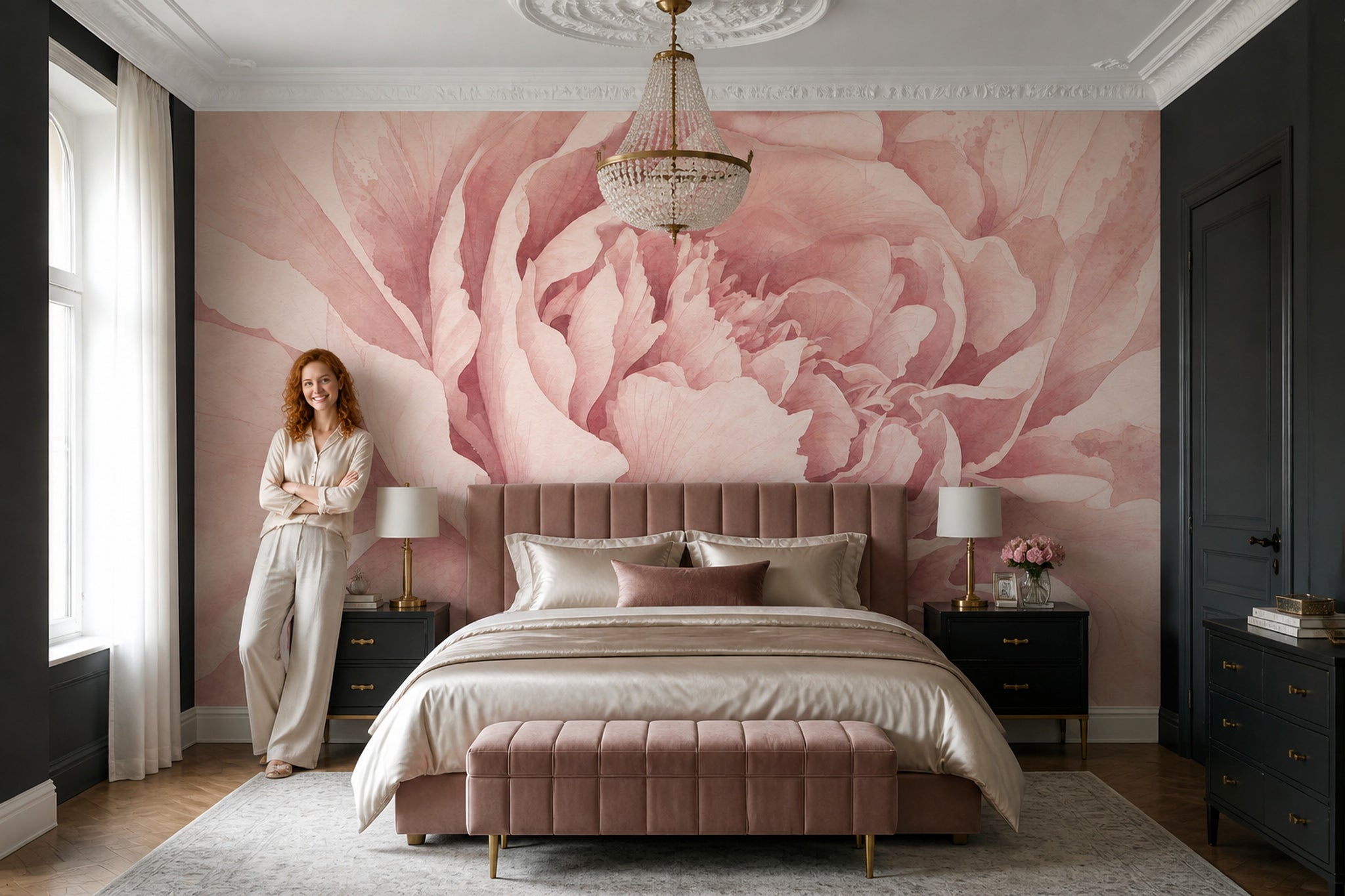 Watercolor Texture Wallpaper Blush Pink Floral Wall Mural