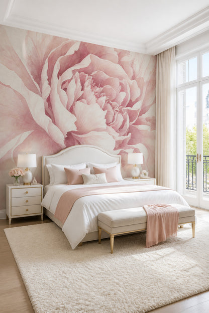 Watercolor Texture Wallpaper Blush Pink Floral Wall Mural