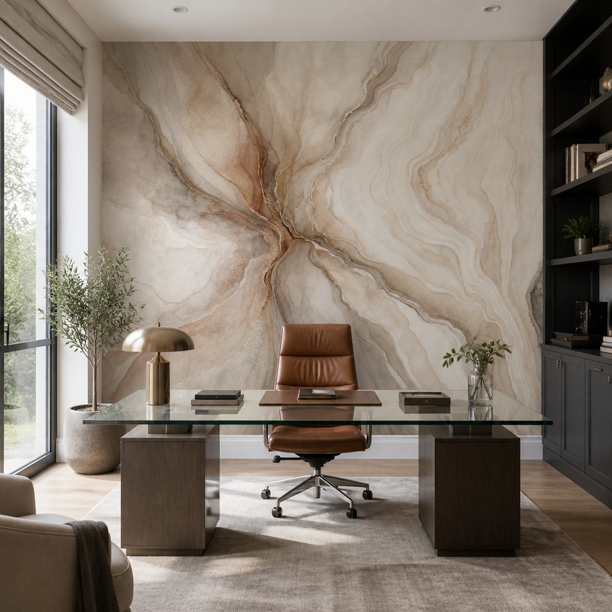 Abstract Marble Wallpaper Watercolor Removable Beige Wall Decor