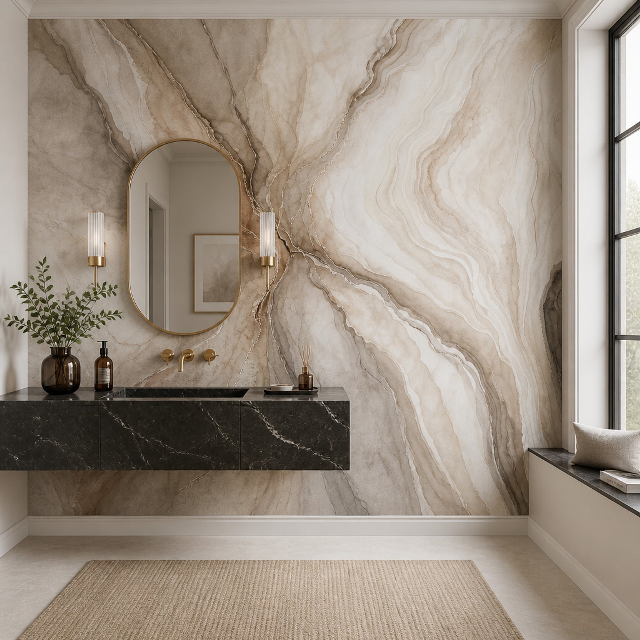 Abstract Marble Wallpaper Watercolor Removable Beige Wall Decor