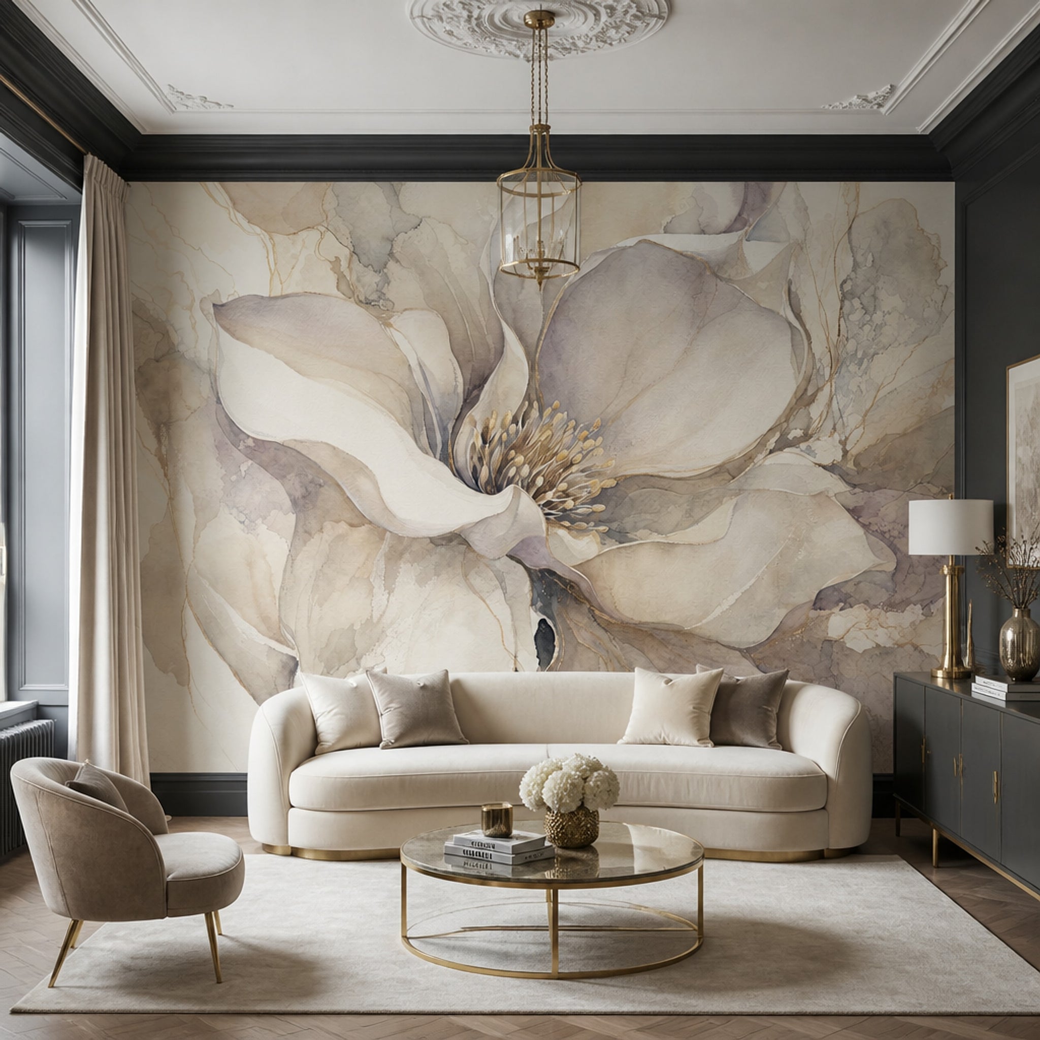 Large Floral Wallpaper Watercolor Flower Abstract Botanical Wall Mural
