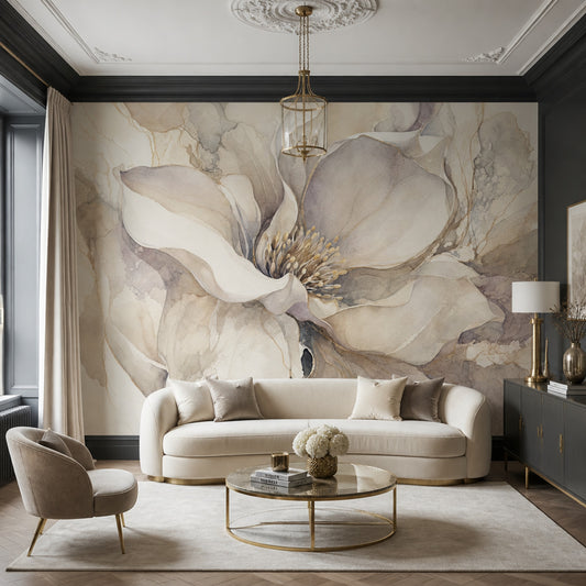 Large Floral Wallpaper Watercolor Flower Abstract Botanical Wall Mural