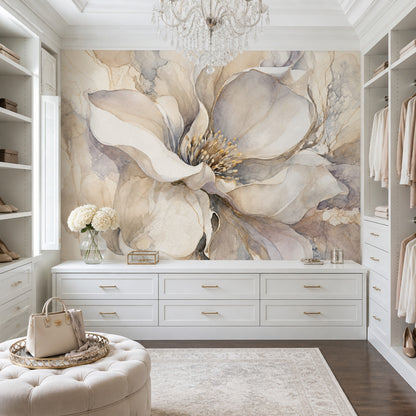 Large Floral Wallpaper Watercolor Flower Abstract Botanical Wall Mural
