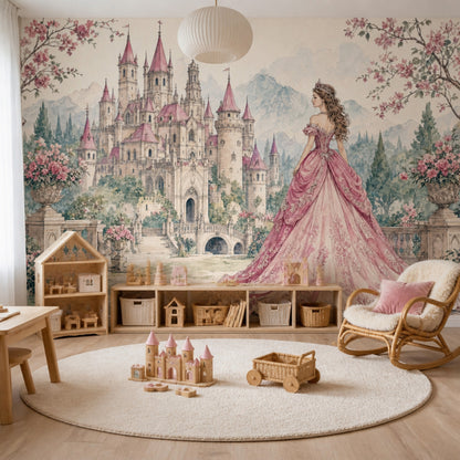 Muted Green Wallpaper Fairytale Princess Wall Mural
