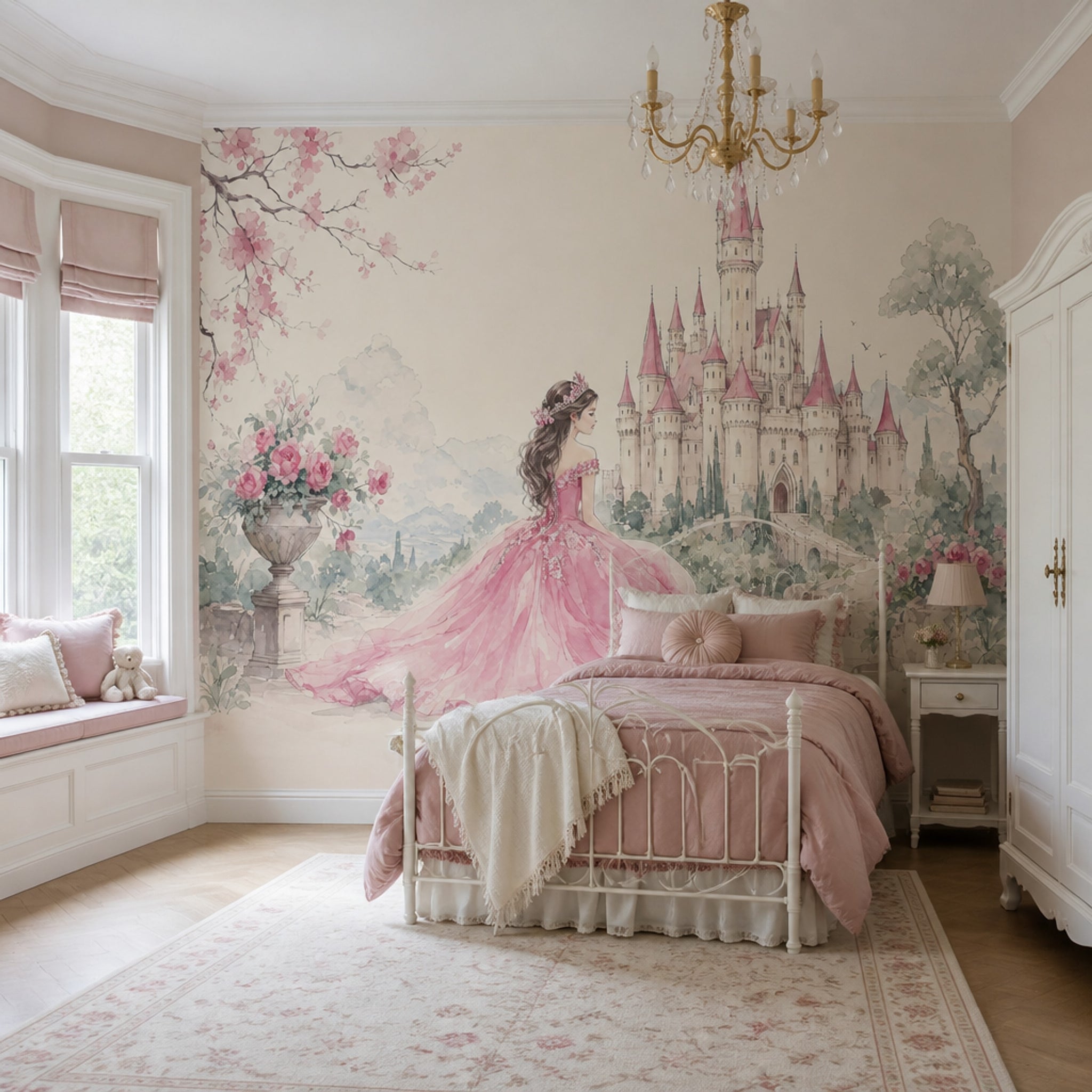 Muted Green Wallpaper Fairy Tale Removable Princess Wall Decor