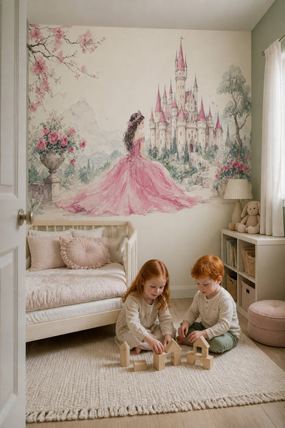Muted Green Wallpaper Fairy Tale Removable Princess Wall Decor