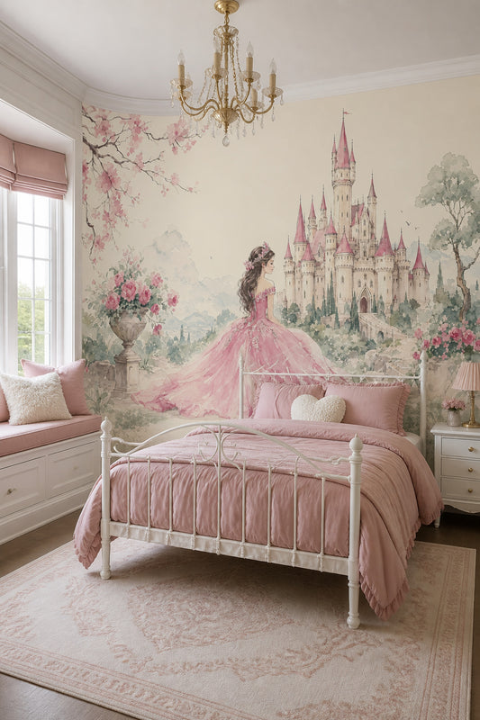 Muted Green Wallpaper Fairy Tale Removable Princess Wall Decor