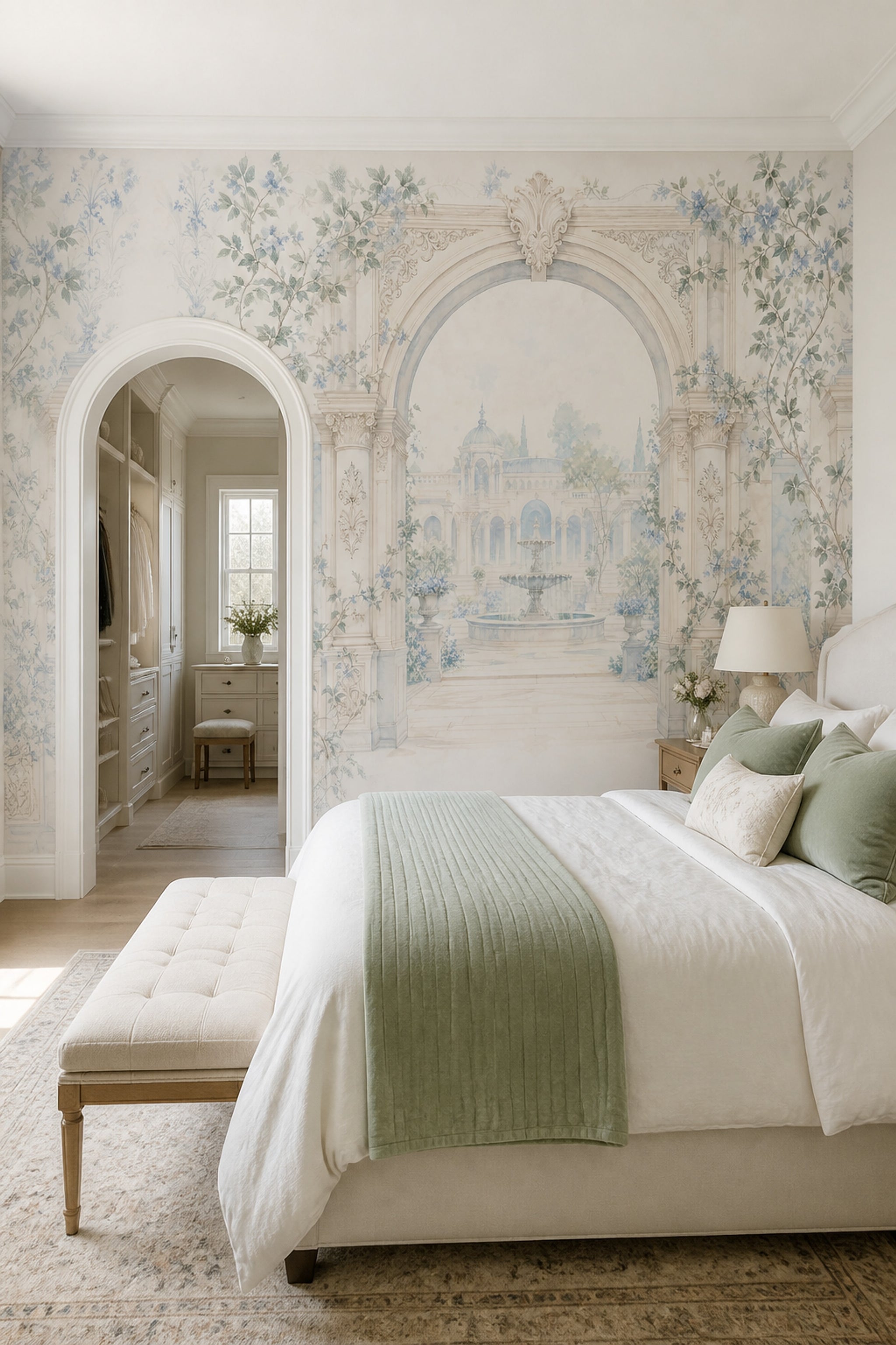 Classical Garden Wallpaper Arched Architecture Fountain Wall Mural