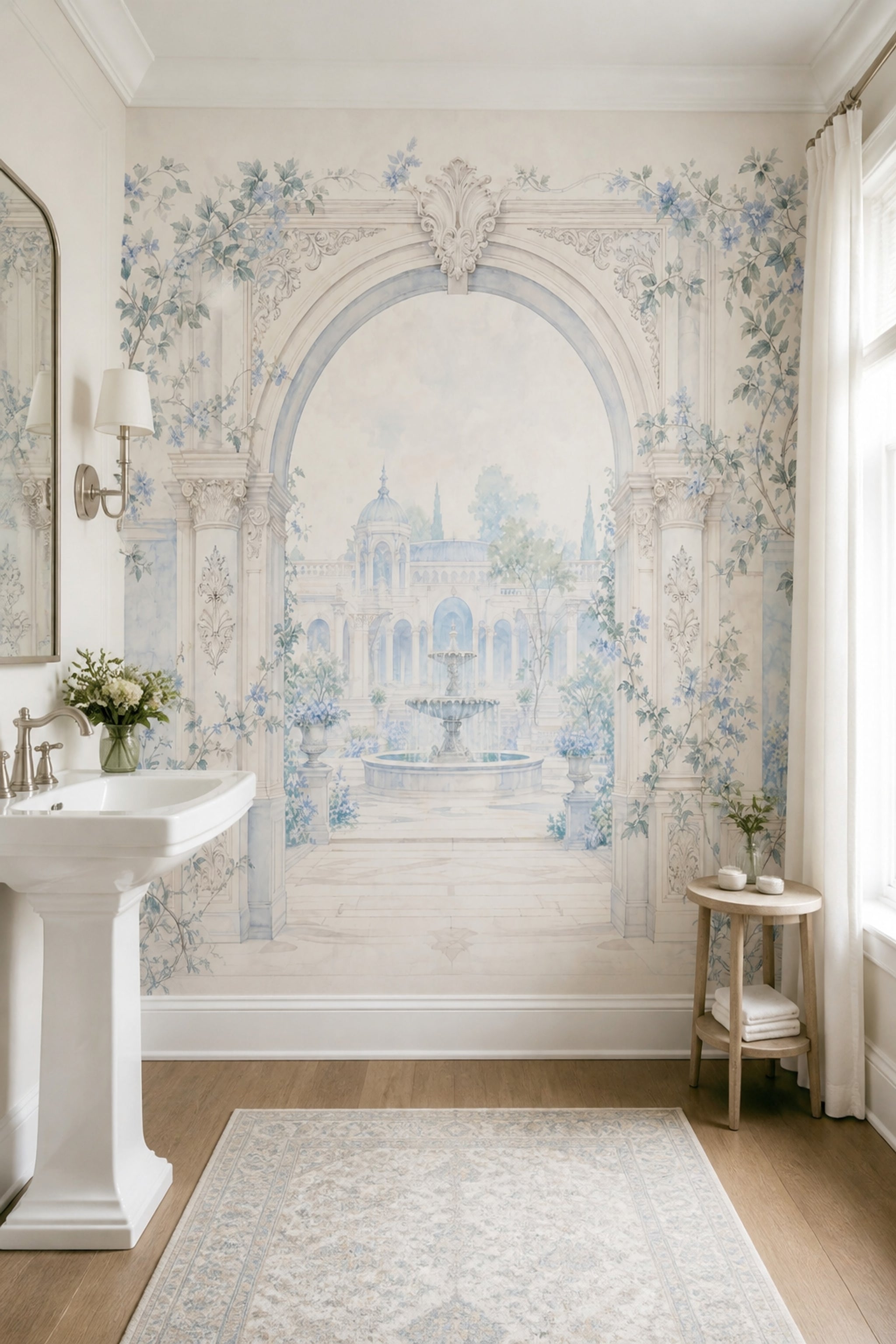 Classical Garden Wallpaper Arched Architecture Fountain Wall Mural