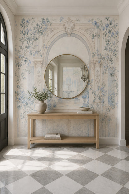 Classical Garden Wallpaper Arched Architecture Fountain Wall Mural