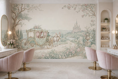 French Country Wallpaper Castle Removable Horse Carriage Wall Decor